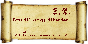 Botyánszky Nikander névjegykártya